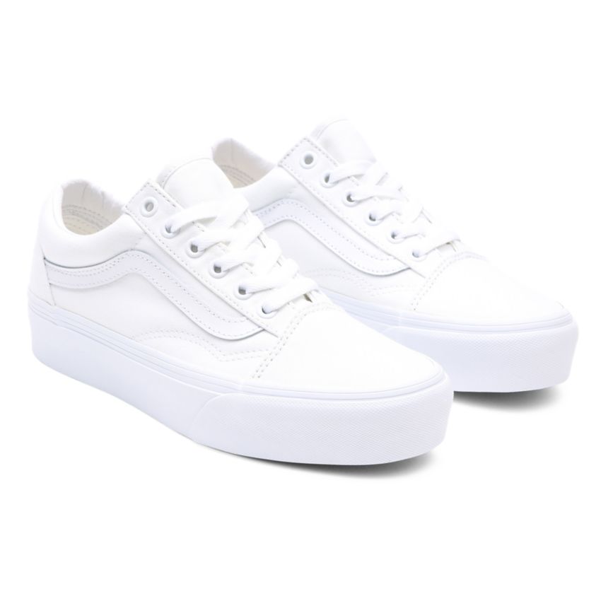 Vans Old Skool Platform Dam Vita - Vans Platåskor Butiker (QBTUJ2759)